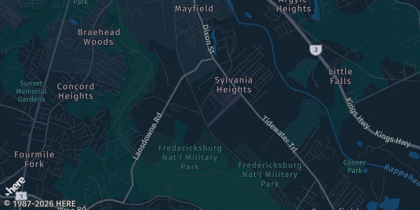 Map of Fredericksburg Field House, VA. The exact address of Fredericksburg Field House is not known, so the map shows the area rather than a specific building.