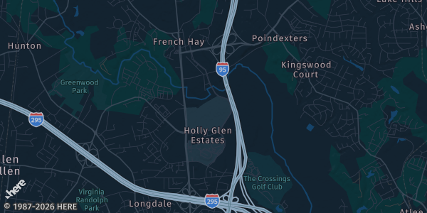 Map of Glen Allen, VA. The exact address of Henrico Sports & Event Center is not known, so the map shows the area rather than a specific building.