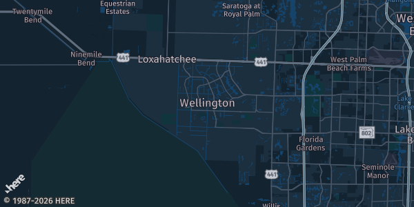 Map of Wellington, FL. The exact address of this venue is not known, so the map shows the area rather than a specific building.