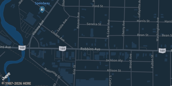 Map showing Nowhere Toys in Niles, OH.