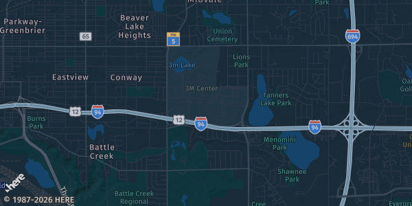 Map of Maplewood, MN. The exact address of Maplewood Mall is not known, so the map shows the area rather than a specific building.
