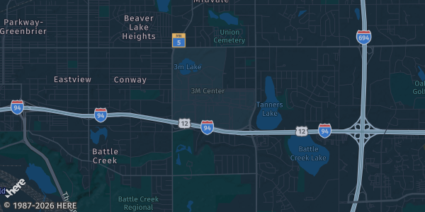 Map of Maplewood, MN. The exact address of Maplewood Mall is not known, so the map shows the area rather than a specific building.