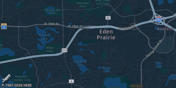 Map of Eden Prairie, MN. The exact address of Eden Prairie Center is not known, so the map shows the area rather than a specific building.
