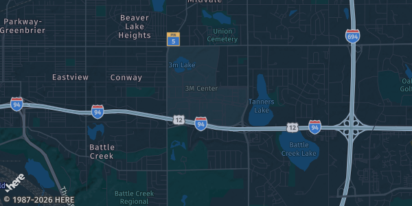Map of Maplewood, MN. The exact address of Maplewood Mall is not known, so the map shows the area rather than a specific building.