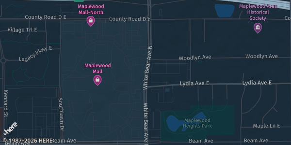 Map showing Maplewood Mall in Maplewood, MN.