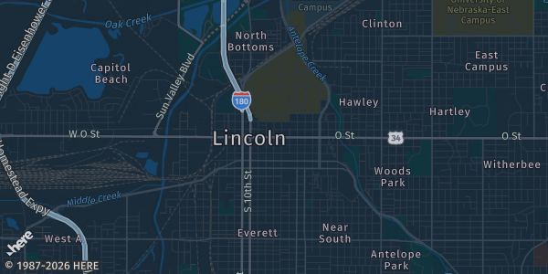 Map of Lincoln, NE. The exact address of Country Inn & Suites by Radisson is not known, so the map shows the area rather than a specific building.