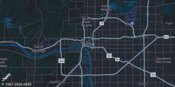 Map of Tulsa, OK. The exact address of this venue is not known, so the map shows the area rather than a specific building.