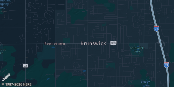 Map of Brunswick, OH. The exact address of Scene 75 is not known, so the map shows the area rather than a specific building.