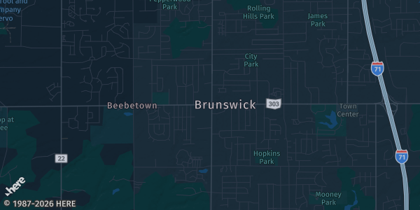 Map of Brunswick, OH. The exact address of Scene 75 is not known, so the map shows the area rather than a specific building.
