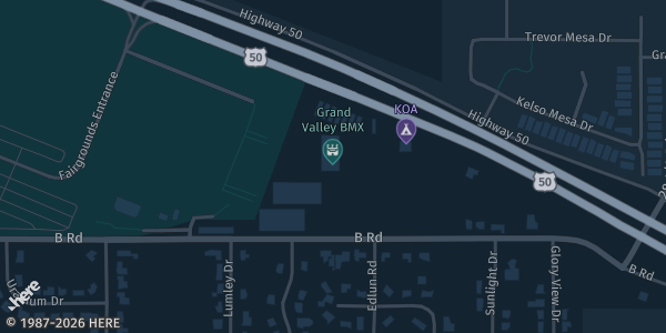 Map showing Mesa County Fairgrounds in Grand Junction, CO.