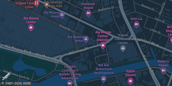 Map showing Ala Moana Hotel — Hibiscus Ballroom & Garden Lanai in Honolulu, HI.