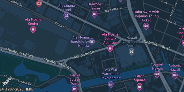 Map showing Ala Moana Hotel — Hibiscus Ballroom & Garden Lanai in Honolulu, HI.