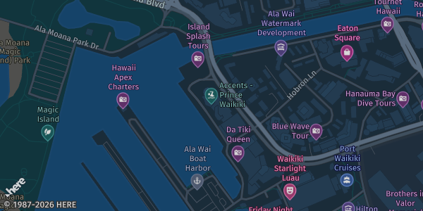 Map showing Prince Waikiki in Honolulu, HI.