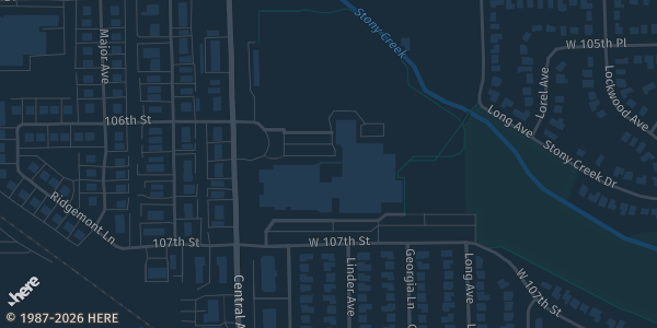 Map showing Harold L. Richards High School in Oak Lawn, IL.