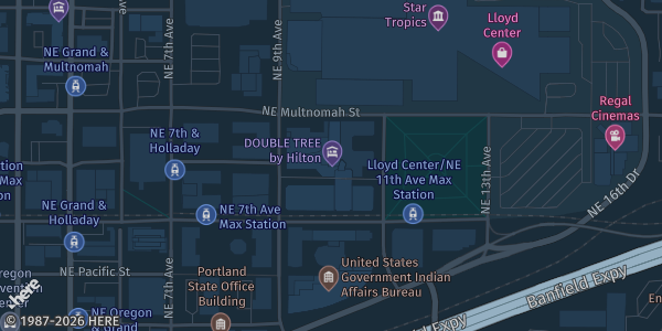 Map showing DoubleTree by Hilton Portland in Portland, OR.