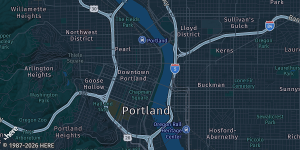 Map of Portland, OR. The exact address of Holiday Inn Portland — Columbia Riverfront is not known, so the map shows the area rather than a specific building.