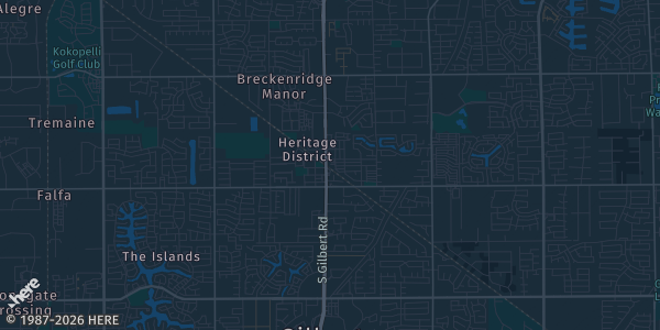 Map of Gilbert, AZ. The exact address of San Tan Charter School is not known, so the map shows the area rather than a specific building.