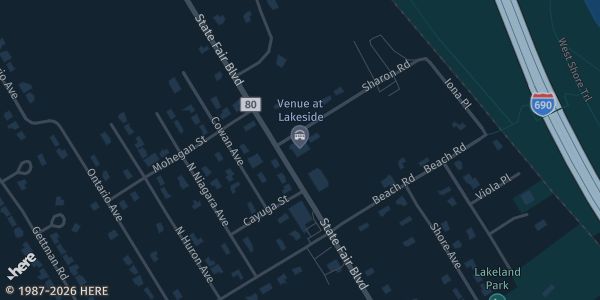 Map showing Venue At Lakeside in Syracuse, NY.