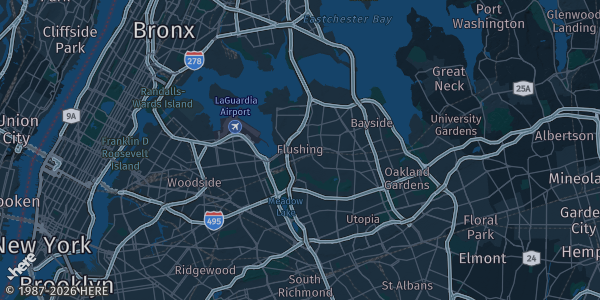 Map of Flushing, NY. The exact address of this venue is not known, so the map shows the area rather than a specific building.
