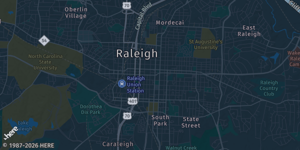 Map of Raleigh, NC. The exact address of Triangle Town Center is not known, so the map shows the area rather than a specific building.