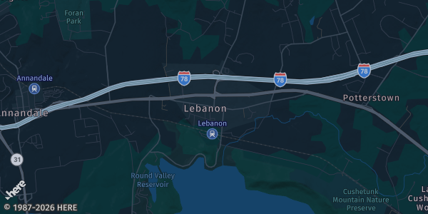 Map of Lebanon, NJ. The exact address of 1060 Rt 22 West is not known, so the map shows the area rather than a specific building.