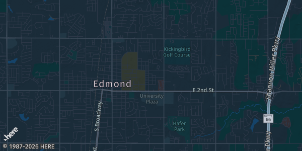 Map of Edmond, OK. The exact address of Edmond Conference Center is not known, so the map shows the area rather than a specific building.
