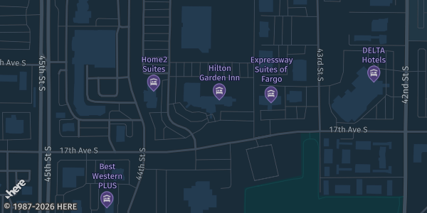 Map showing Hilton Garden Inn Fargo in Fargo, ND.