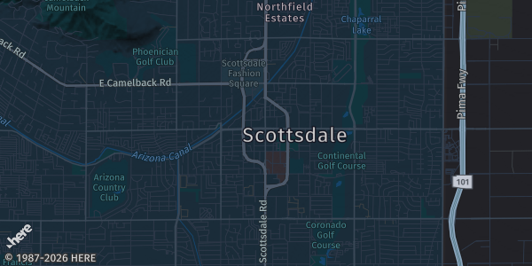 Map of Scottsdale, AZ. The exact address of Scottsdale — venue per event listing is not known, so the map shows the area rather than a specific building.