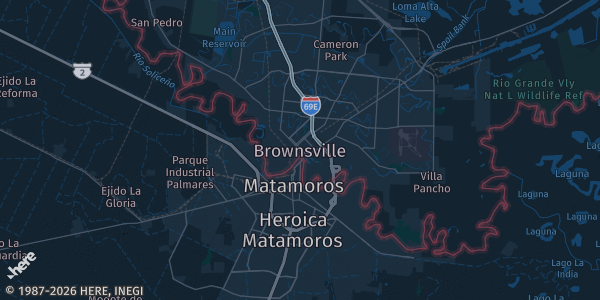 Map of Brownsville, TX. The exact address of Santa Fe Event Center is not known, so the map shows the area rather than a specific building.