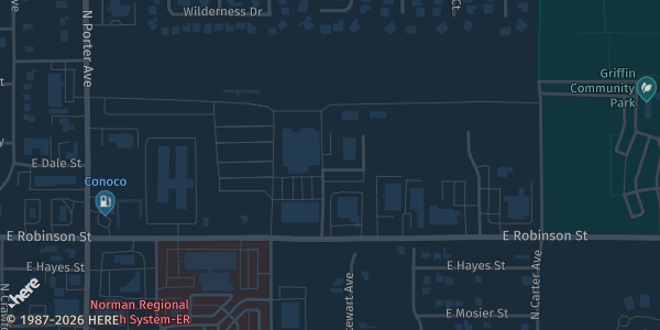 Map showing NEW BUILDING of CLEVELAND COUNTY FAIRGROUNDS in NORMAN, OK.