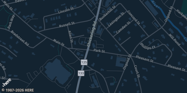 Map showing VFW Post 2104 in North Andover, MA.