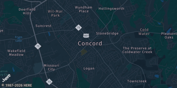 Map of Concord, NC. The exact address of Cabarrus Arena & Events Center is not known, so the map shows the area rather than a specific building.