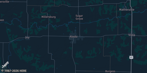 Map of Aledo, IL. The exact address of Vfw is not known, so the map shows the area rather than a specific building.