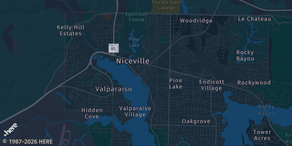 Map of Niceville, FL. The exact address of Niceville Community Center is not known, so the map shows the area rather than a specific building.