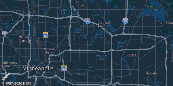 Map of Roseville, MN. The exact address of Roseville Skating Center is not known, so the map shows the area rather than a specific building.
