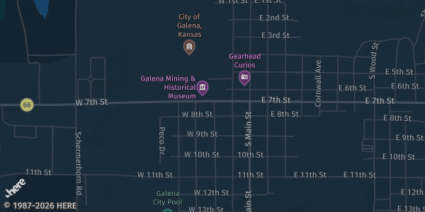 Map showing Galina Senior and Events Center in Galena, KS.