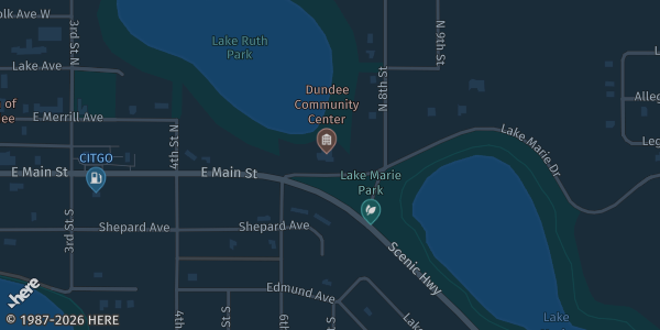 Map showing Dundee Community Center in Dundee, FL.