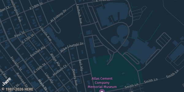 Map showing Northampton Banquet & Event Center in Northampton, PA.