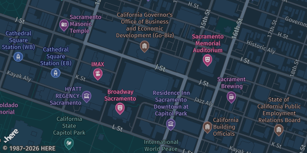 Map showing SAFE Credit Union Convention Center — Hall C in Sacramento, CA.