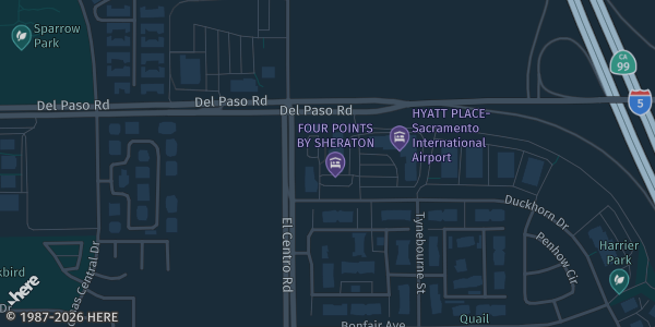 Map showing Four Points by Sheraton-Sacramento International Airport in Sacramento, CA.