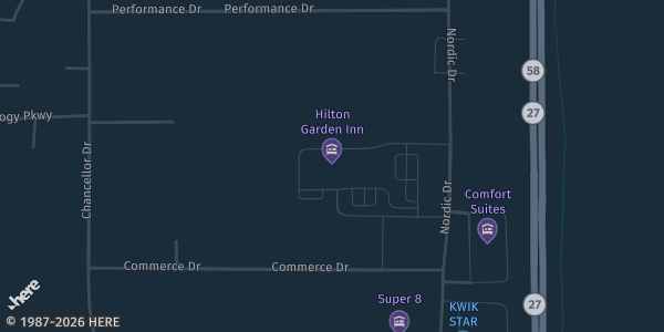 Map showing Hilton Garden Inn Cedar Falls in Cedar Falls, IA.