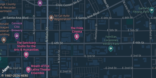 Map showing Downtown Santa Ana - 4th Street (Calle Cuatro) in Santa Ana, CA.