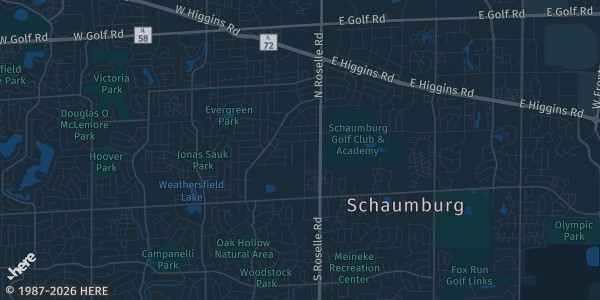 Map of Schaumburg, IL. The exact address of Schaumburg Hyatt Regency is not known, so the map shows the area rather than a specific building.