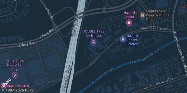 Map showing DoubleTree by Hilton San Diego Mission Valley in San Diego, CA.