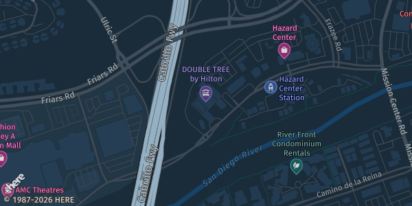 Map showing DoubleTree by Hilton San Diego Mission Valley in San Diego, CA.