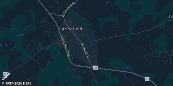 Map of Springfield, GA. The exact address of Shane-E Boy's Sports Shop is not known, so the map shows the area rather than a specific building.