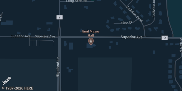 Map showing Emil Mazey Hall in Sheboygan, WI.