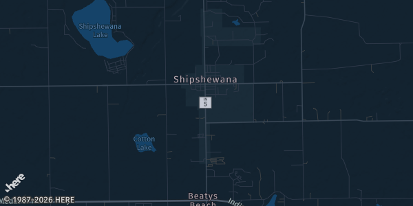 Map of Shipshewana, IN. The exact address of Michiana Event Center is not known, so the map shows the area rather than a specific building.