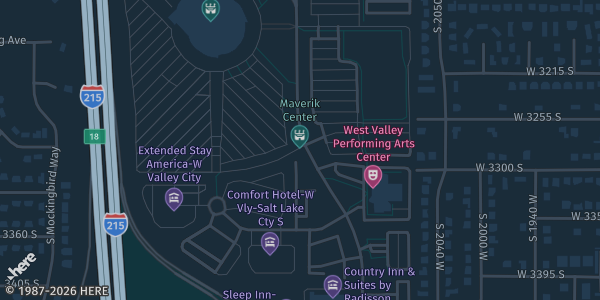 Map showing The Maverick Center in West Valley City, UT.