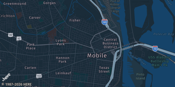Map of Mobile, AL. The exact address of Slide! Card Show: Pokemon, TCG & Sports is not known, so the map shows the area rather than a specific building.